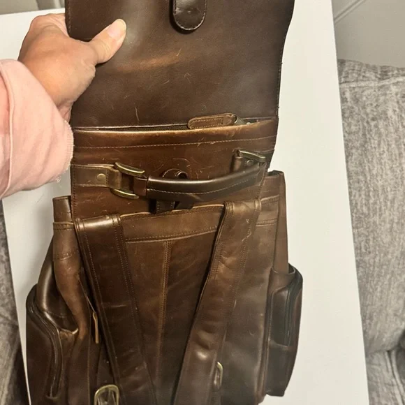 VTG Dark Brown Men's Leather Backpack